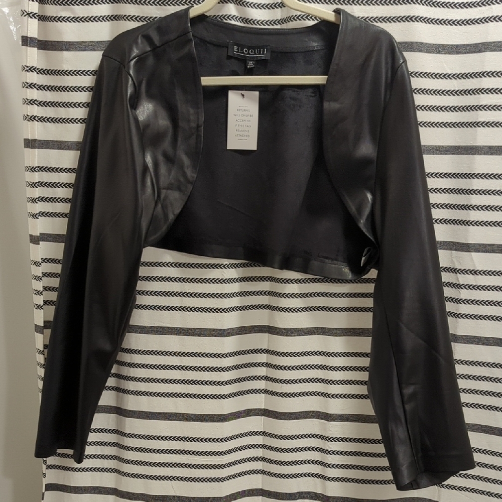 Eloquii Black Pleather Bolero, Size 24